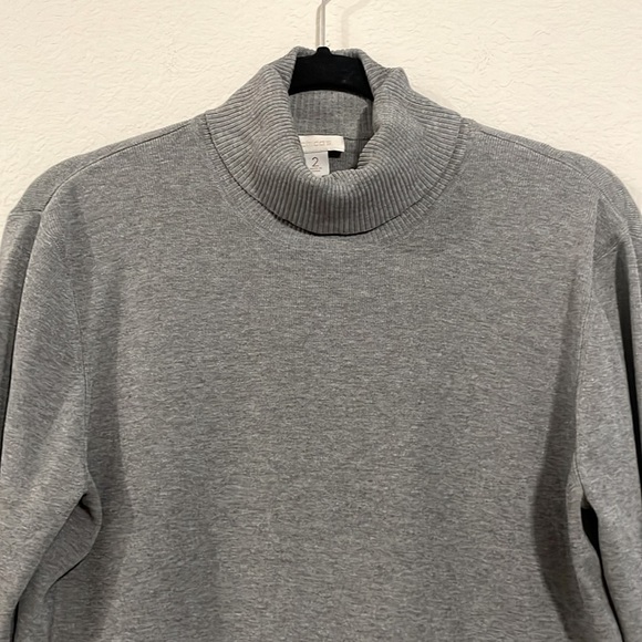Chico's Women’s Turtleneck Sweater Large Grey Silk Blend Ashlan Basic Classic - Picture 4 of 13